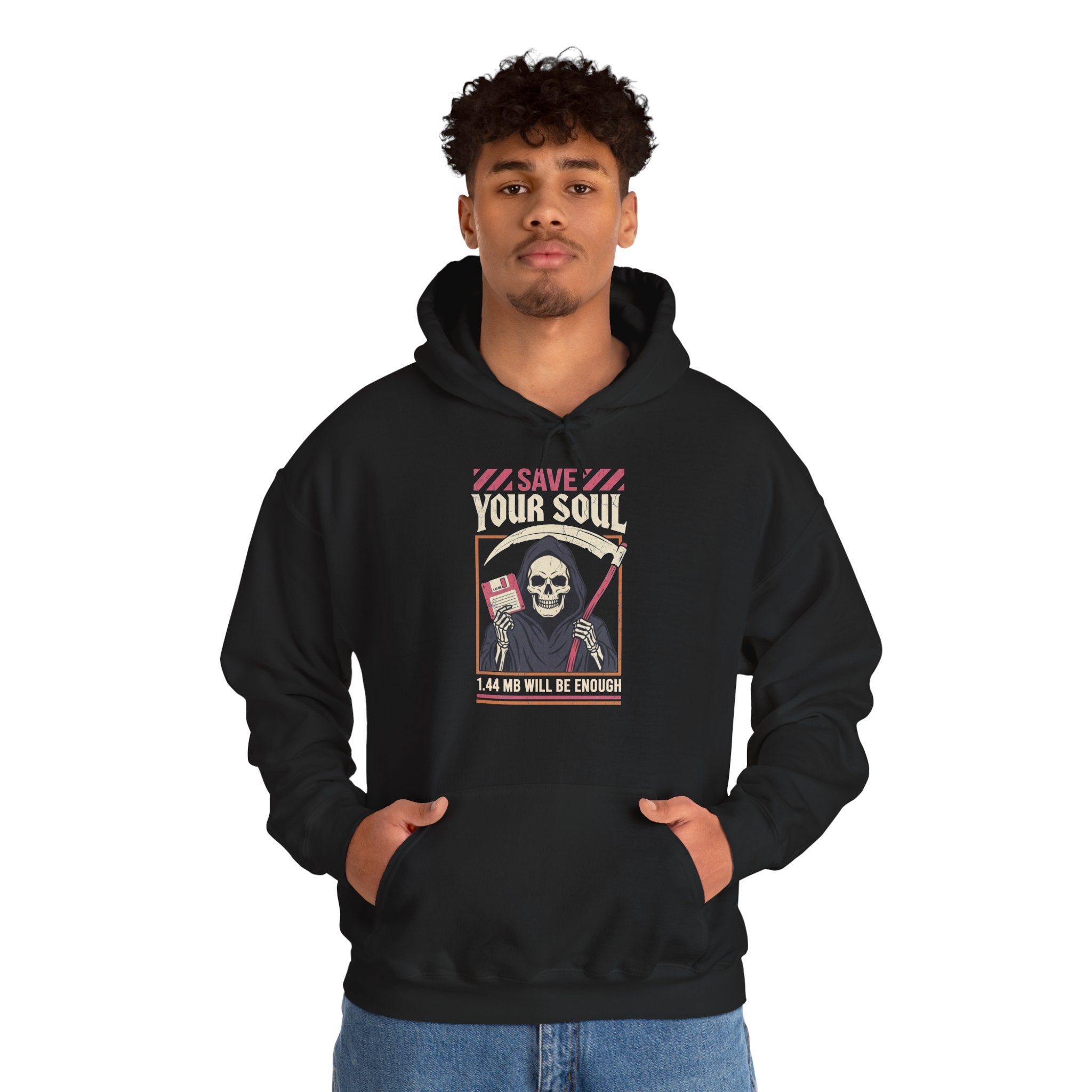 Funny Grim Reaper Floppy Disk Save Your Soul Hoodie