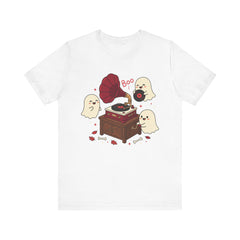 Funny Ghost Record Player Vinyl Gramophone Retro T-Shirt