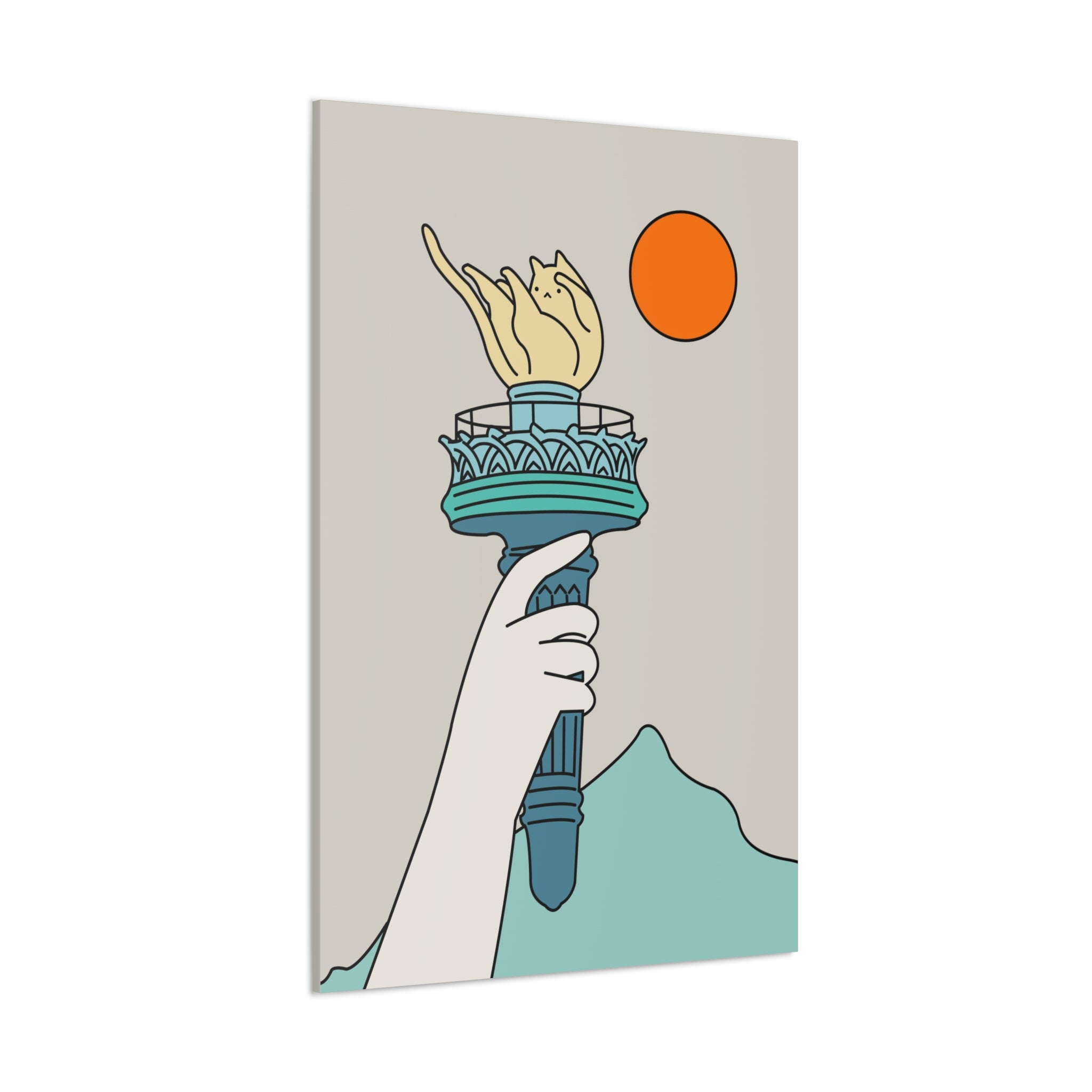 Cat Statue of Liberty Canvas