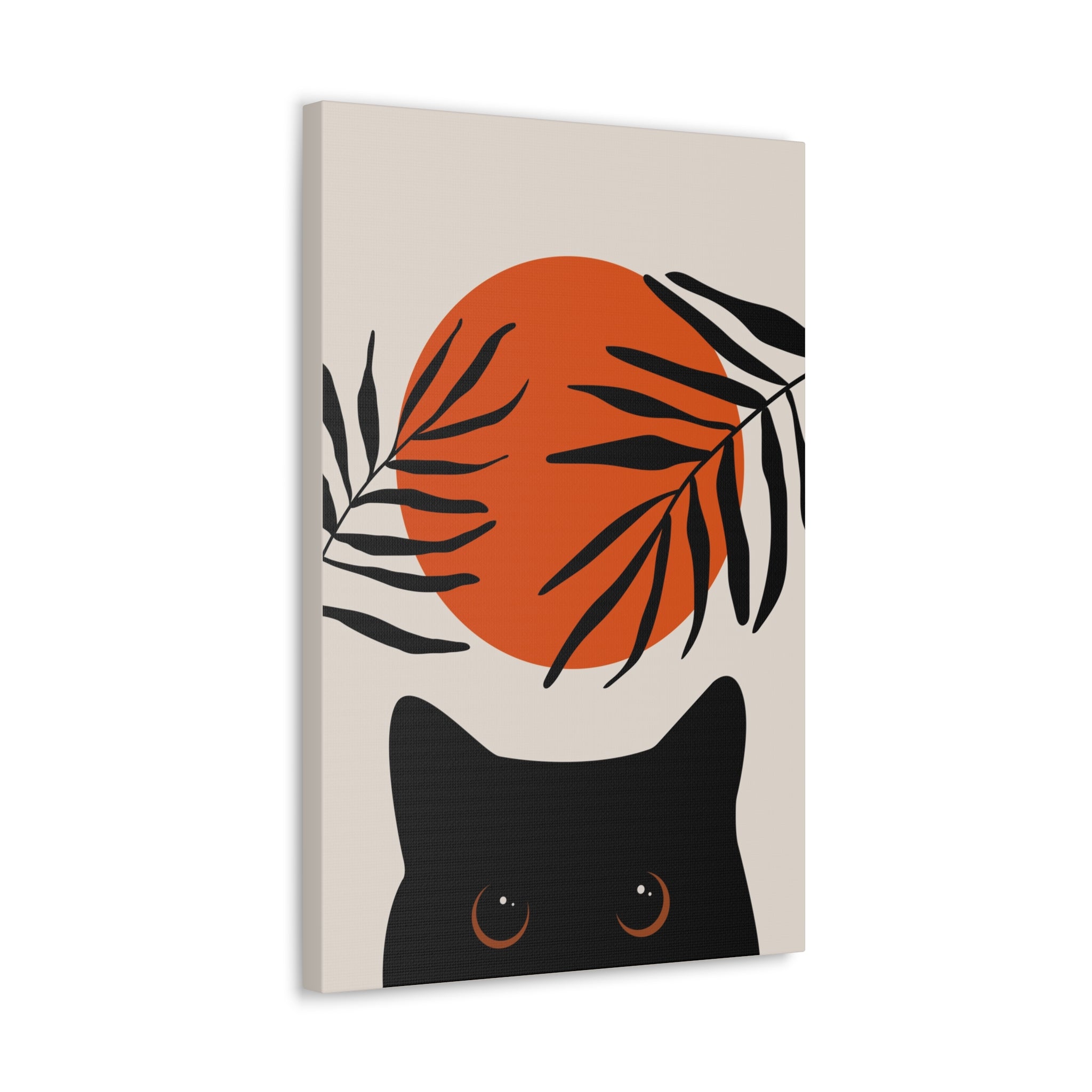 Abstract Boho Cat and Sun Canvas