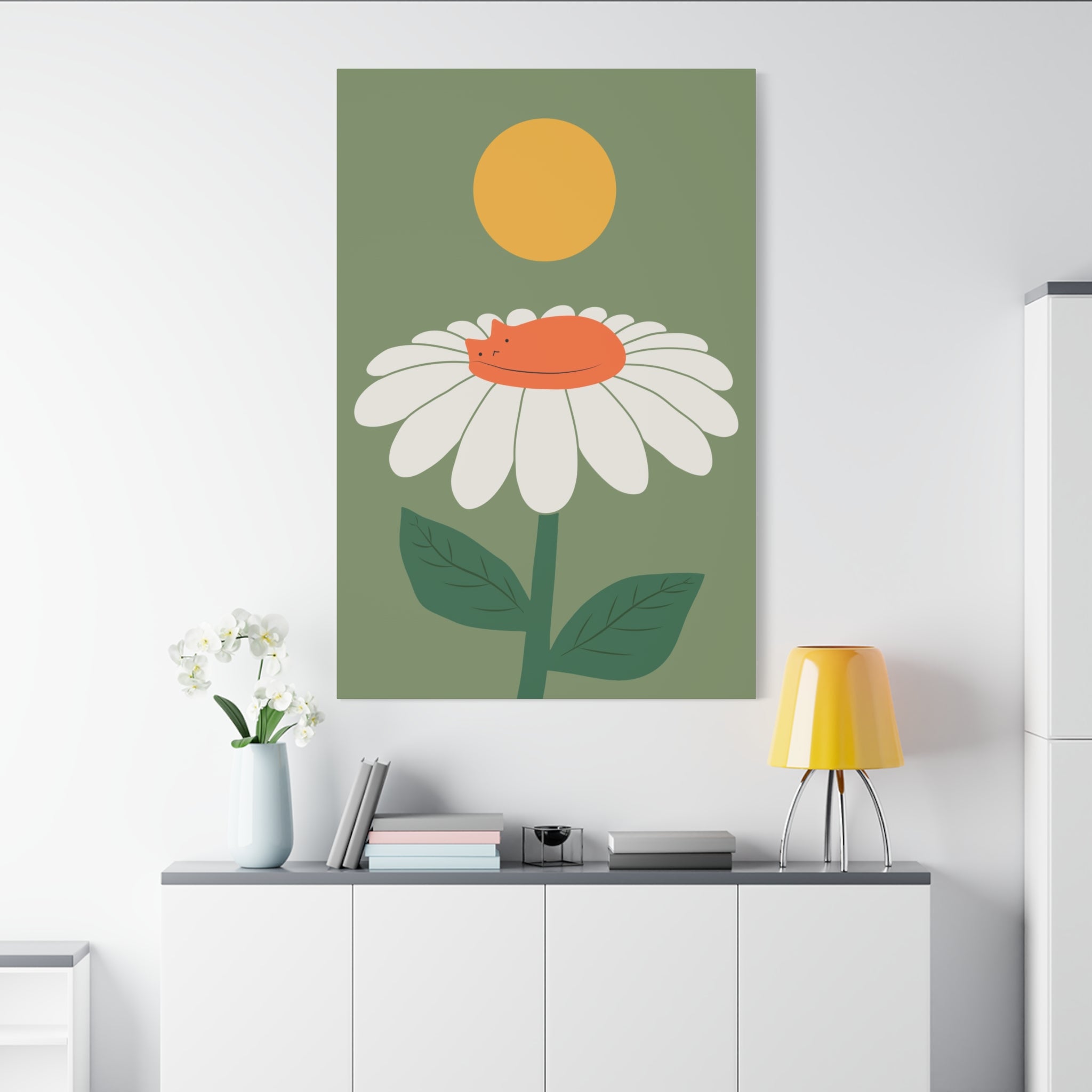 Cat and Plant Afternoon Nap Canvas