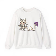 Funny Toilet Paper Mummy Cat Halloween Crewneck Sweatshirt