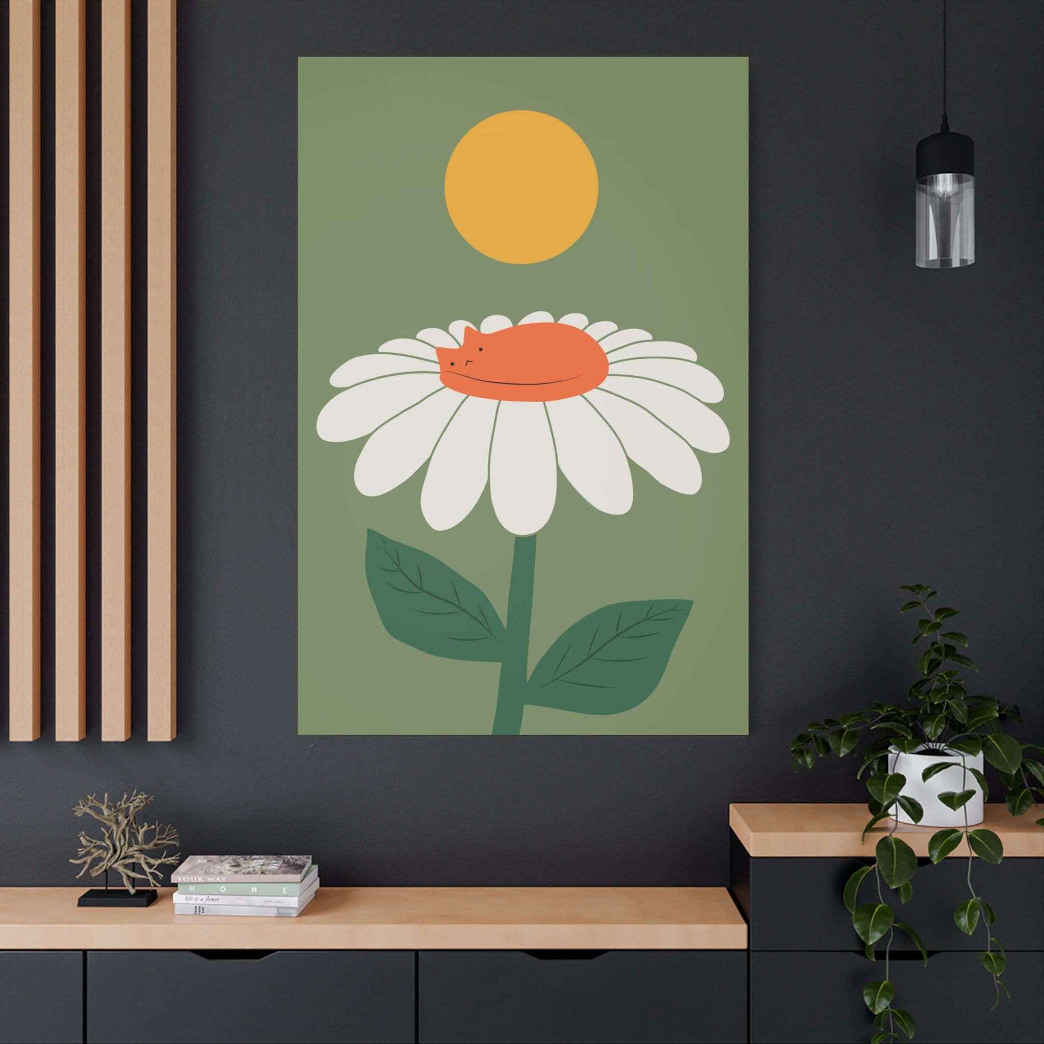 Cat and Plant Afternoon Nap Canvas