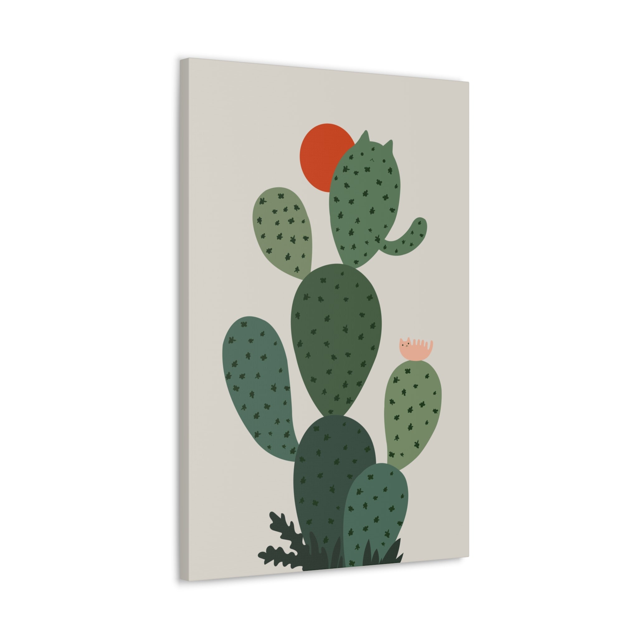 Cat and Plant Cat-Tus Canvas