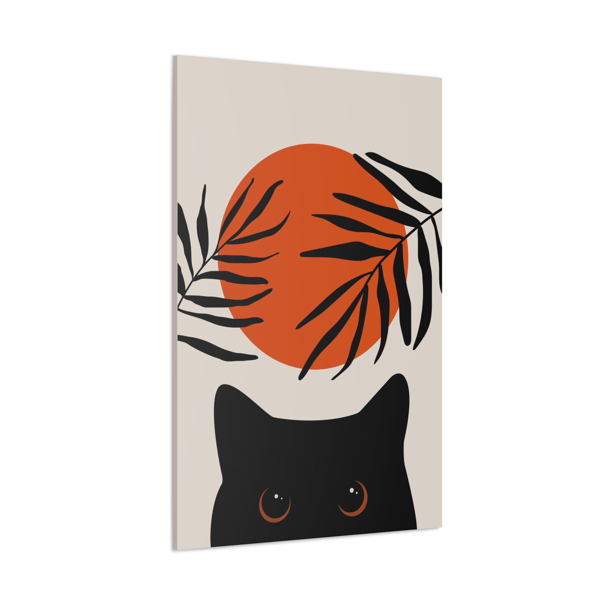 Abstract Boho Cat and Sun Canvas