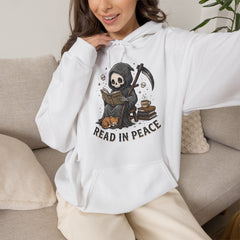 Funny Grim Reaper Read In Peace Book Cat Hoodie