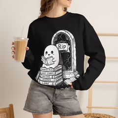 Funny Ghost Read In Peace Tombstone Halloween Crewneck Sweatshirt