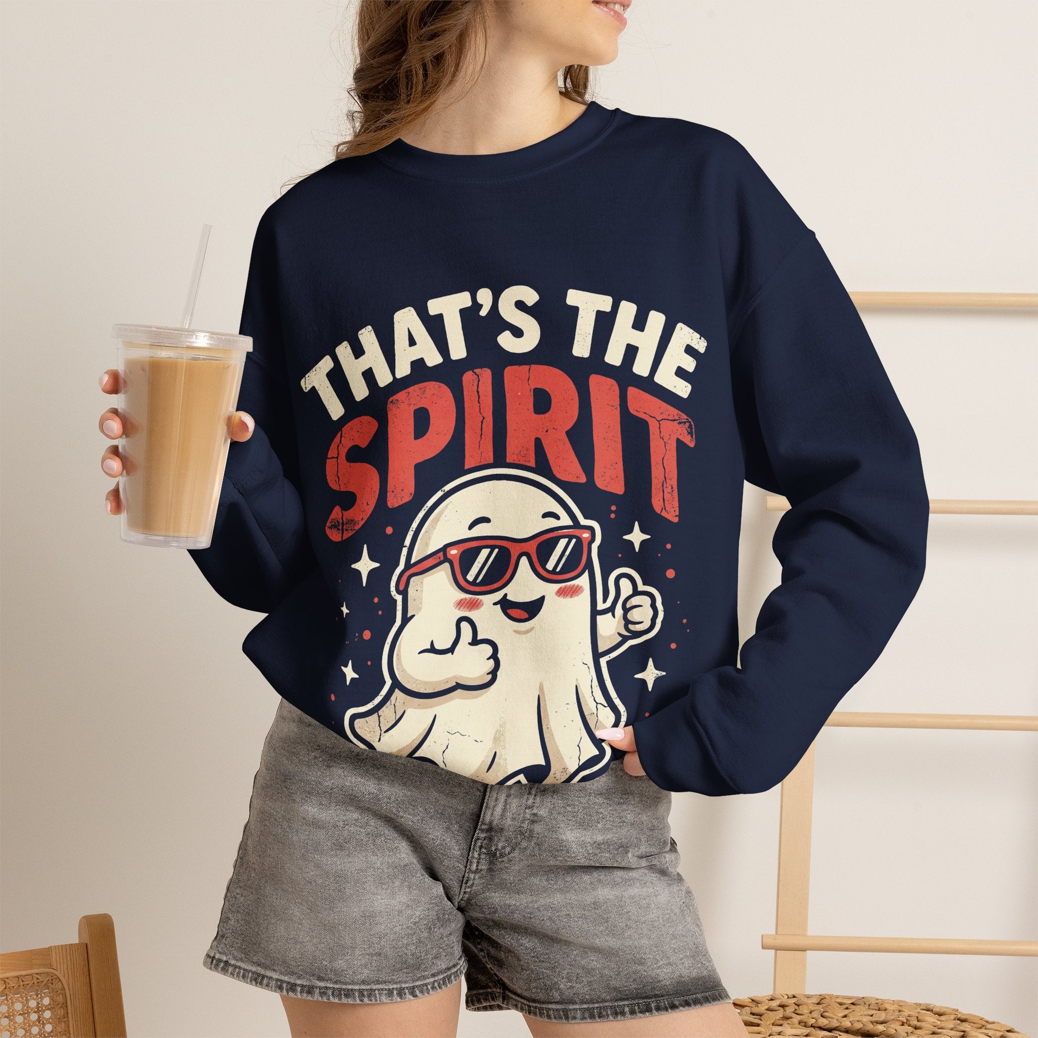 Funny Ghost That's The Spirit Retro Halloween Crewneck Sweatshirt