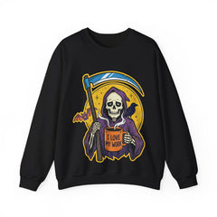 Funny Grim Reaper I Love My Work Coffee Retro Crewneck Sweatshirt