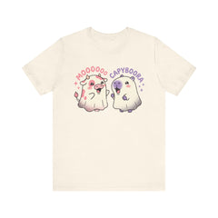 Funny Capyboora and Cow Ghost Retro Halloween T-Shirt