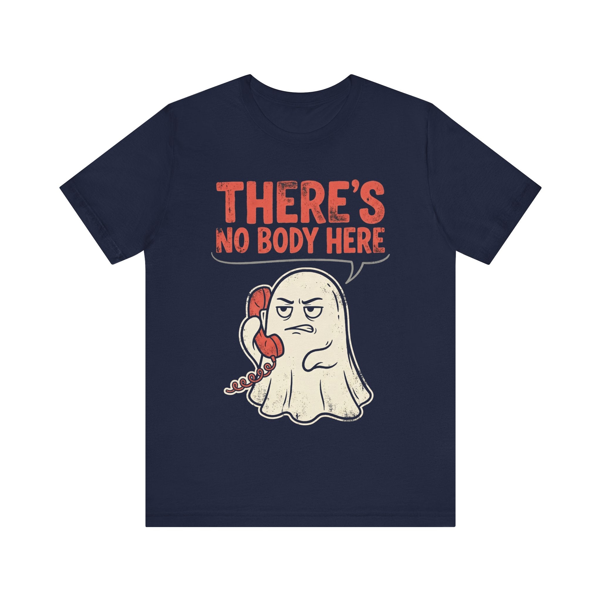 Funny Ghost There's No Body Here Phone Retro T-Shirt