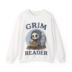 Funny Grim Reader Book Worm Retro Halloween Crewneck Sweatshirt