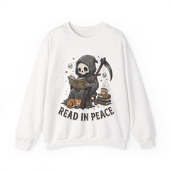 Funny Grim Reaper Read In Peace Book Cat Crewneck Sweatshirt