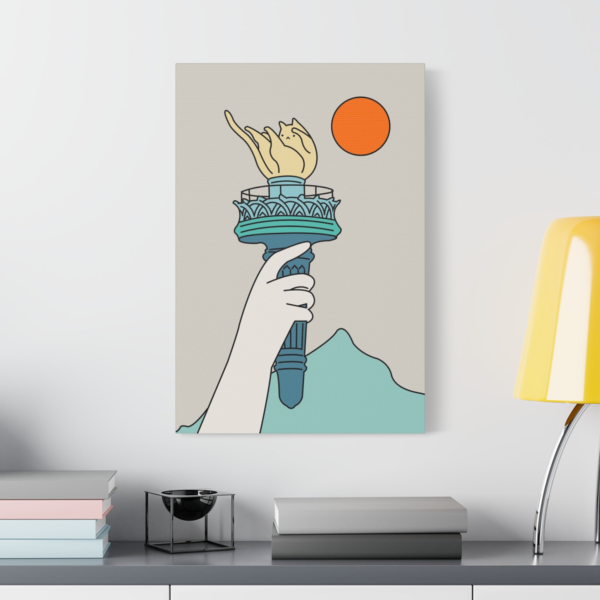 Cat Statue of Liberty Canvas