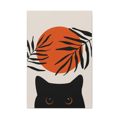 Abstract Boho Cat and Sun Canvas