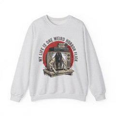 Funny Horror Movie TV Parody My Life Is One Weird Horror Flick Crewneck Sweatshirt
