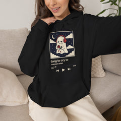 Funny Sad Ghost Song To Cry To Retro Music Player Hoodie