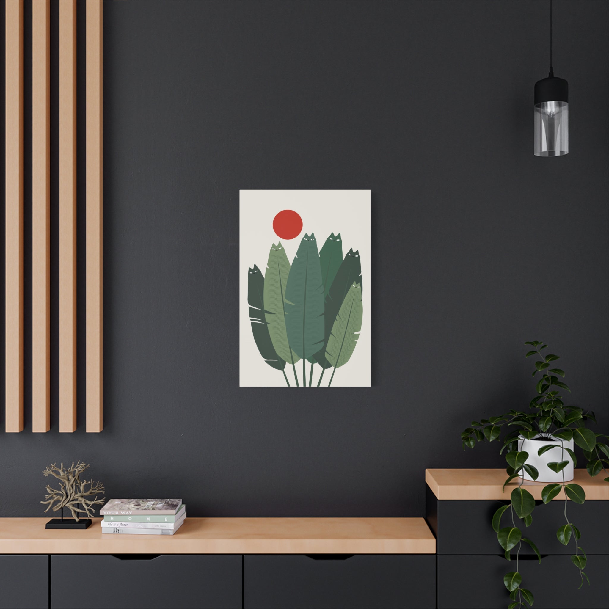 Banana Leaves Cat Canvas
