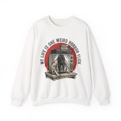 Funny Horror Movie TV Parody My Life Is One Weird Horror Flick Crewneck Sweatshirt