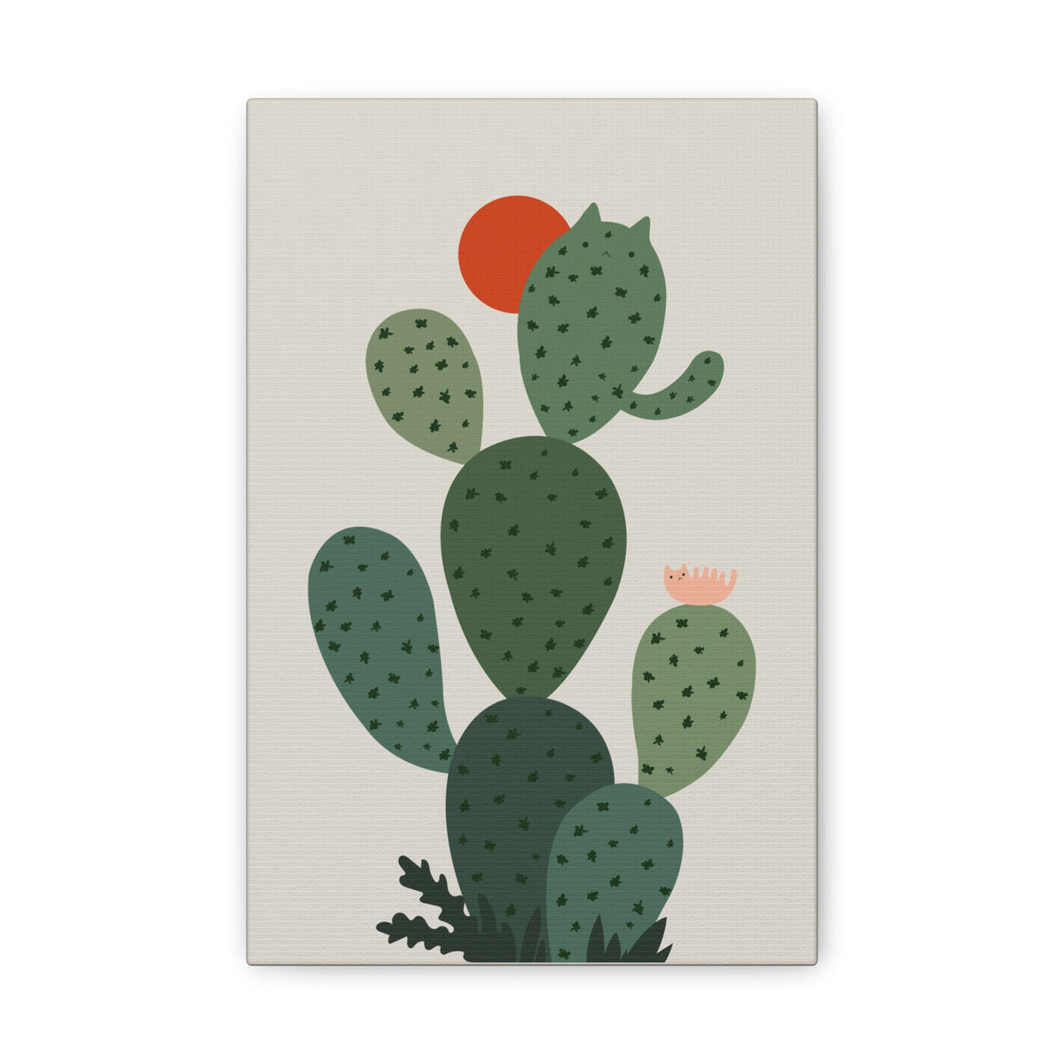 Cat and Plant Cat-Tus Canvas