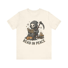 Funny Grim Reaper Read In Peace Book Cat T-Shirt