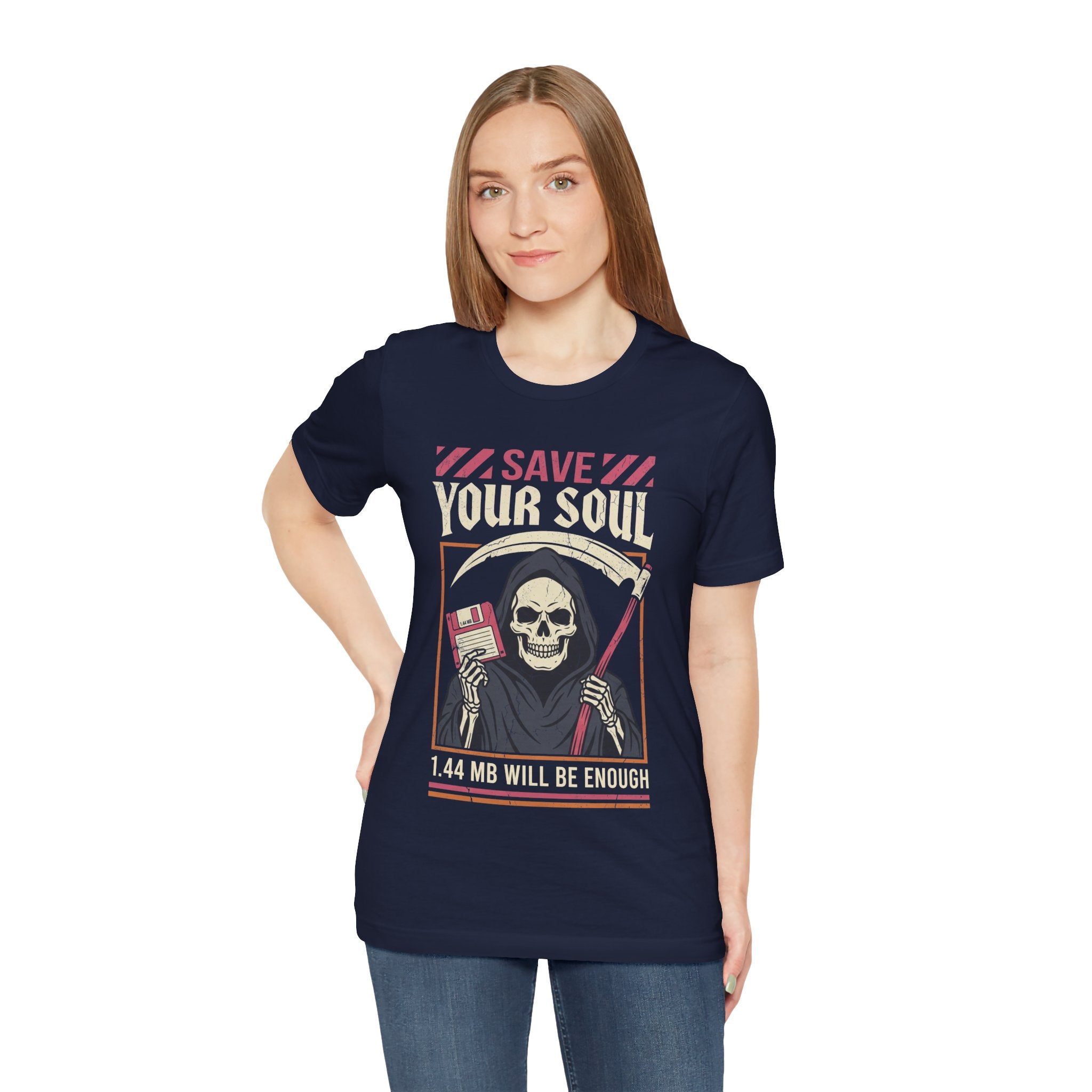 Funny Grim Reaper Floppy Disk Save Your Soul T-Shirt