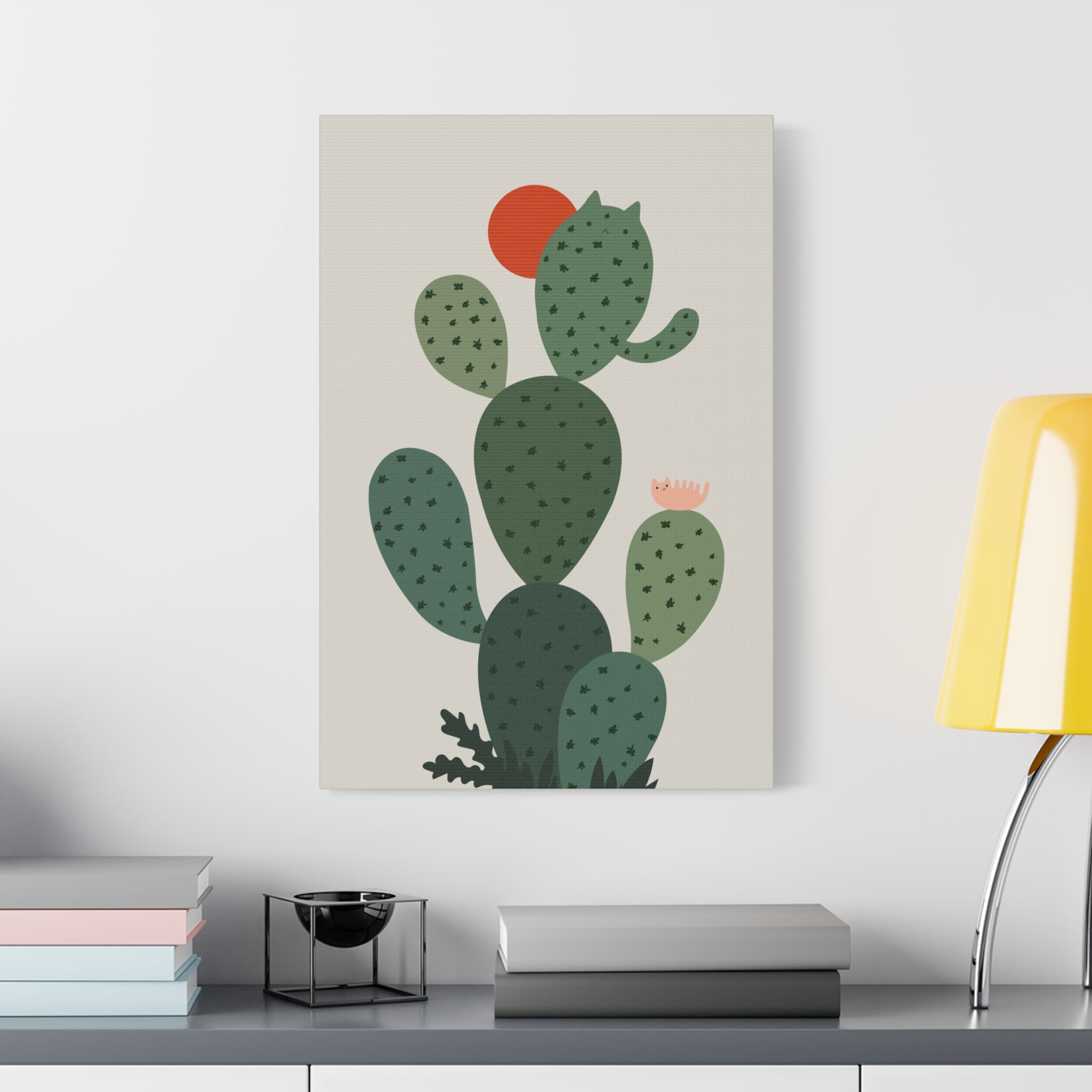 Cat and Plant Cat-Tus Canvas