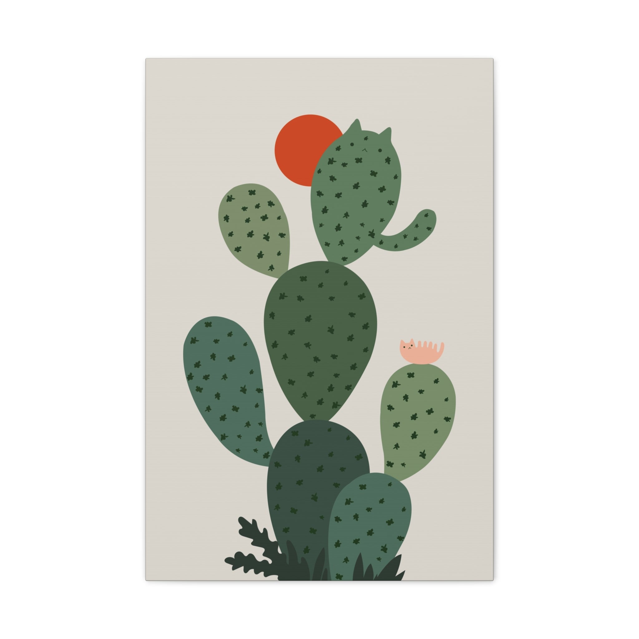 Cat and Plant Cat-Tus Canvas