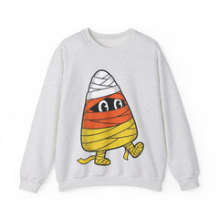 Funny Halloween Candy Corn Mummy Creeping Graphic Crewneck Sweatshirt