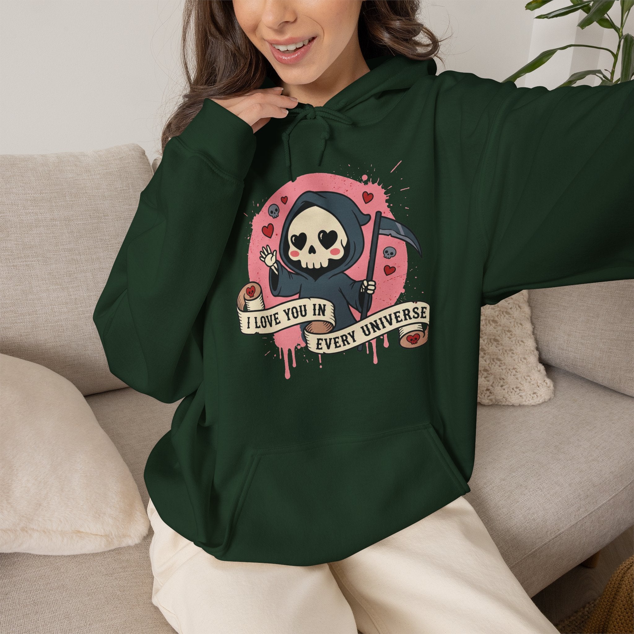 Funny Grim Reaper I Love You In Every Universe Retro Hoodie