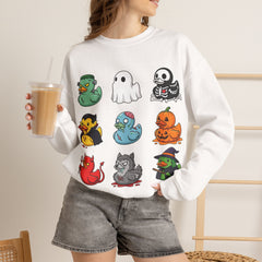 Cute Spooky Rubber Ducky Halloween Mascot Crewneck Sweatshirt