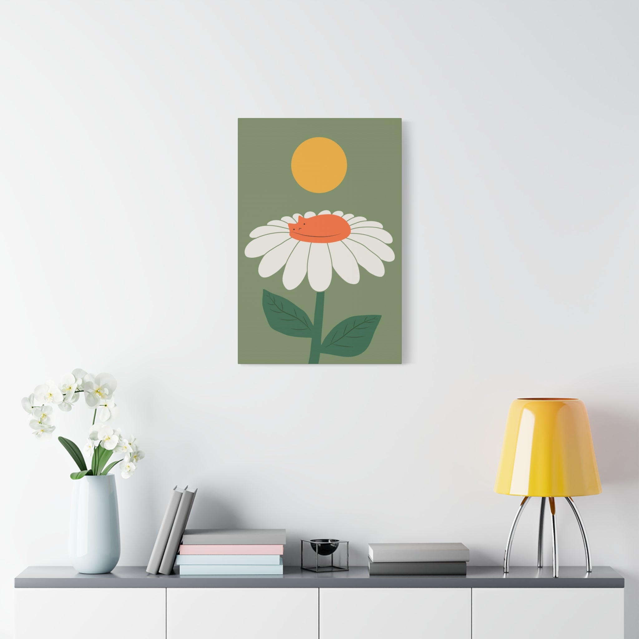 Cat and Plant Afternoon Nap Canvas