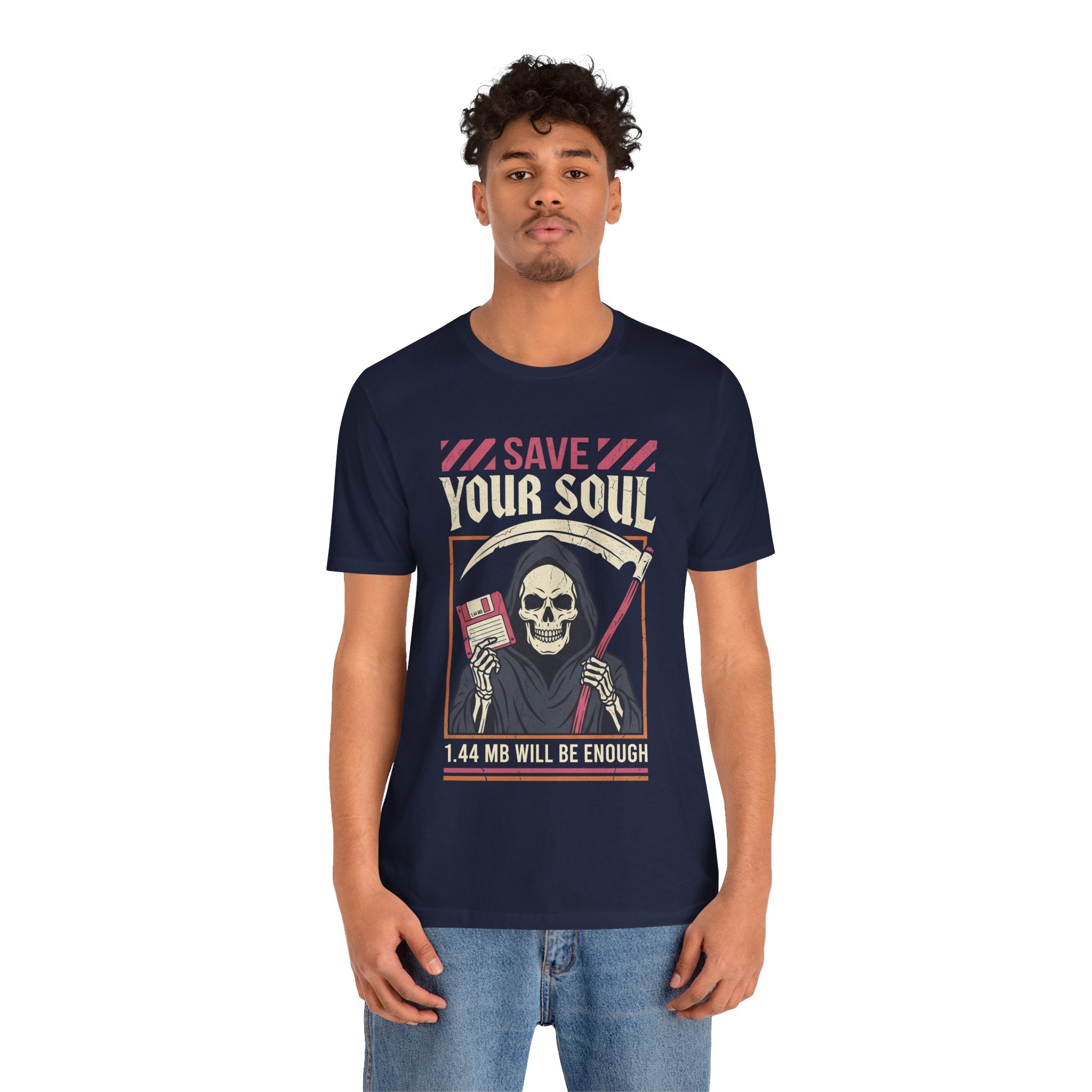 Funny Grim Reaper Floppy Disk Save Your Soul T-Shirt