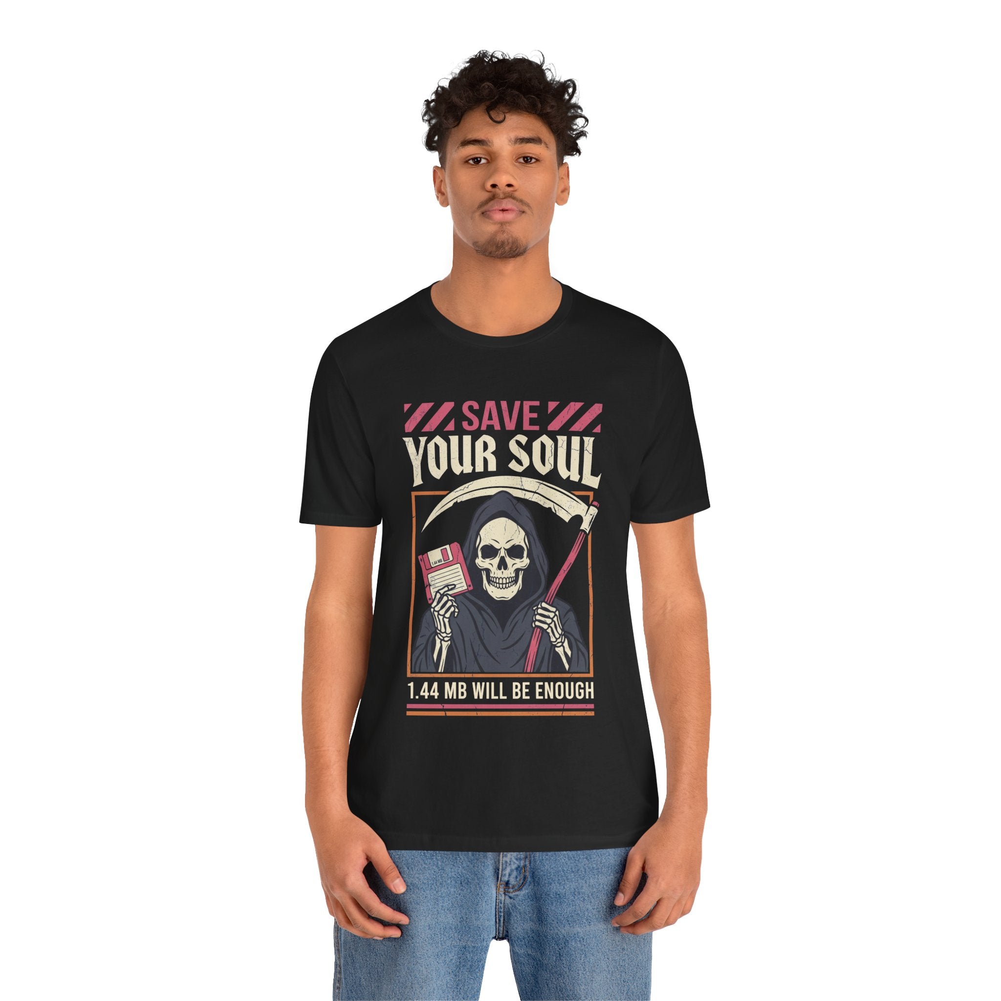 Funny Grim Reaper Floppy Disk Save Your Soul T-Shirt