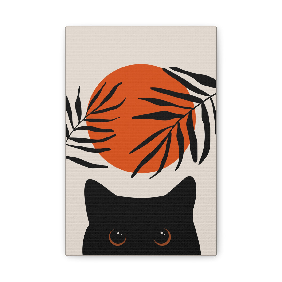 Abstract Boho Cat and Sun Canvas