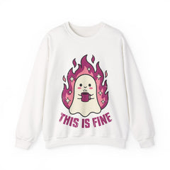 Funny Ghost This Is Fine Coffee Retro Crewneck Sweatshirt