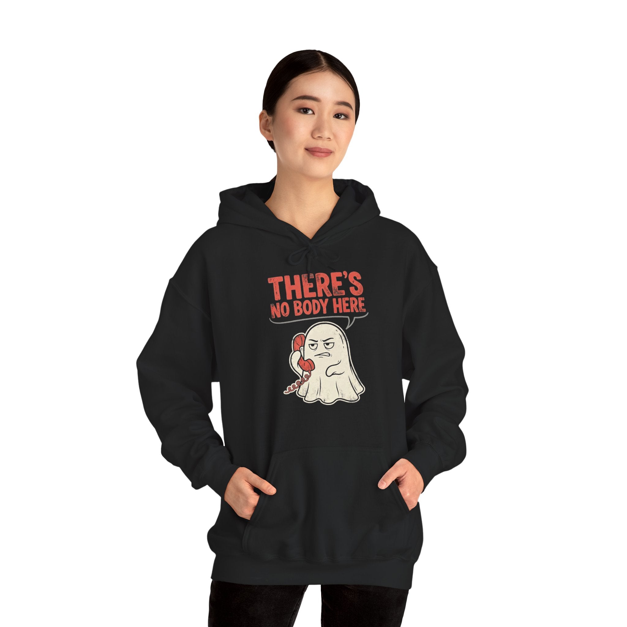 Funny Ghost There's No Body Here Phone Retro Hoodie