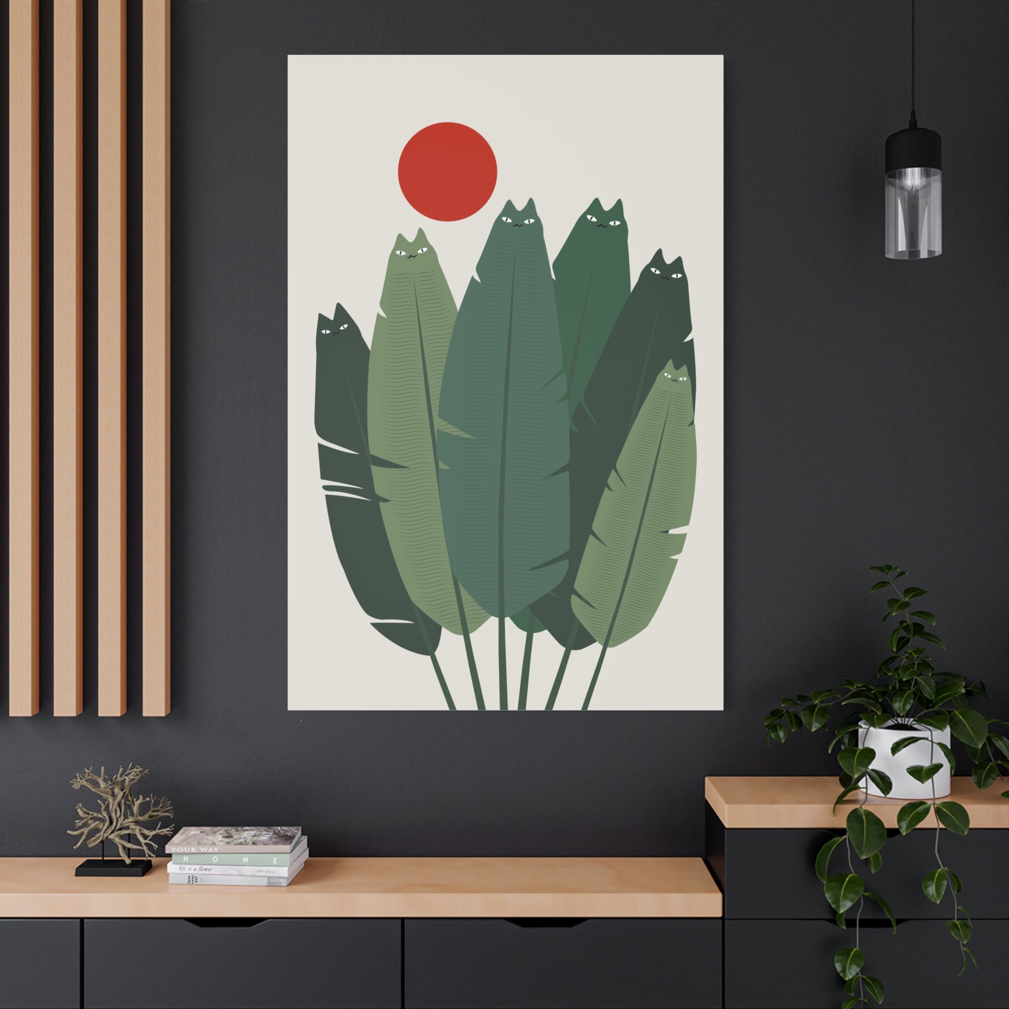 Banana Leaves Cat Canvas