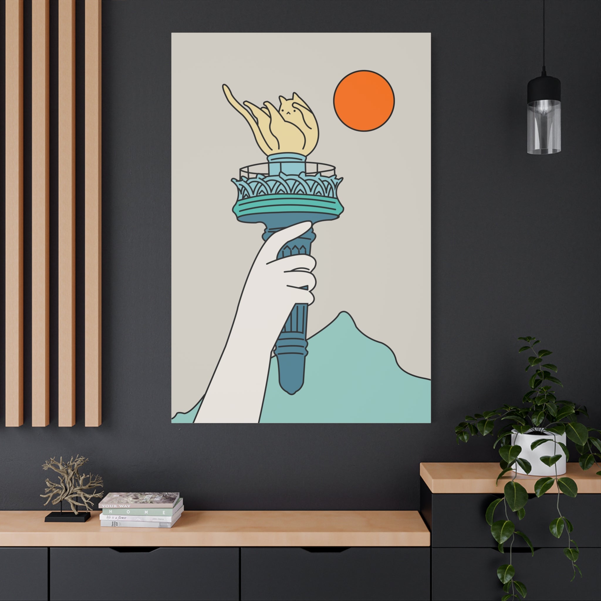 Cat Statue of Liberty Canvas