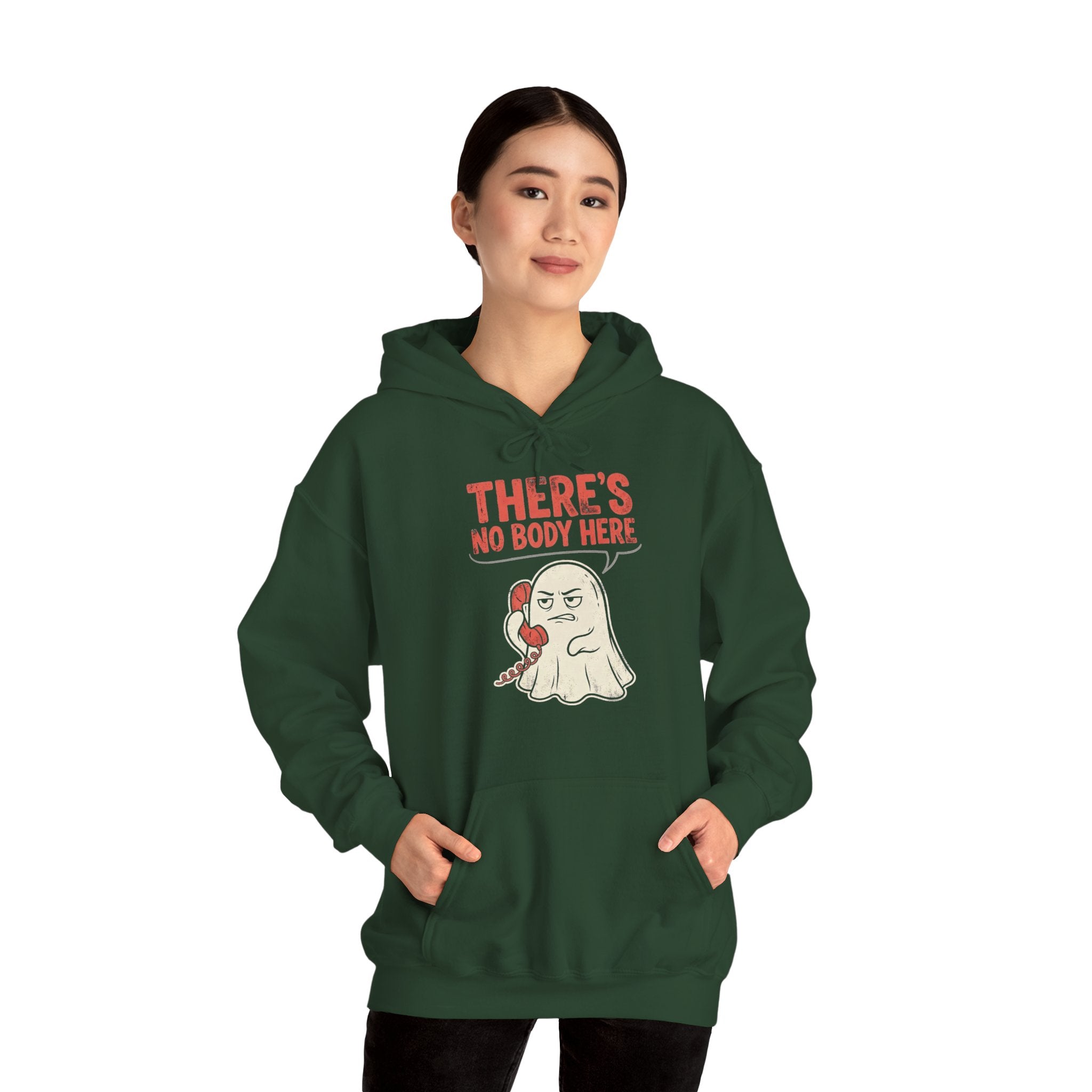 Funny Ghost There's No Body Here Phone Retro Hoodie