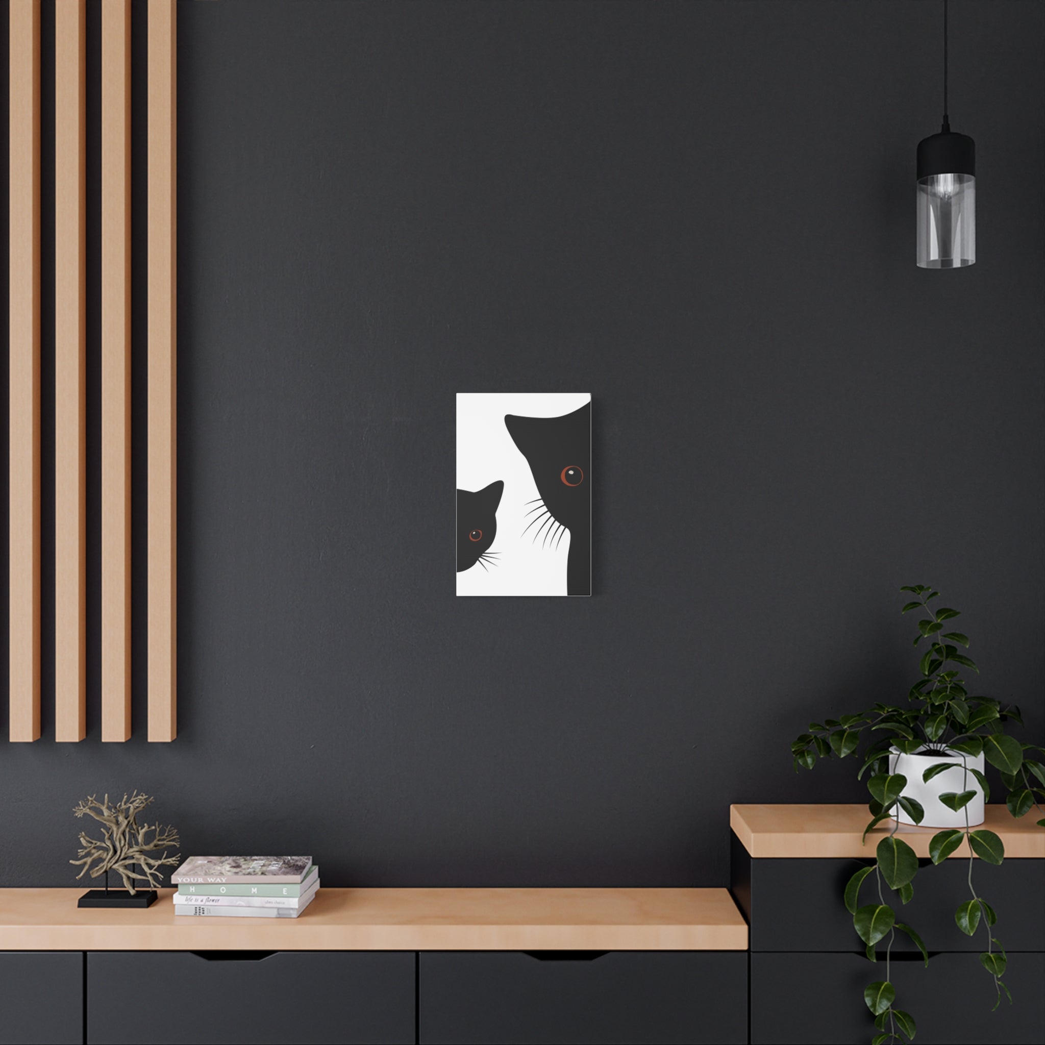Abstract Boho Black Cats Canvas
