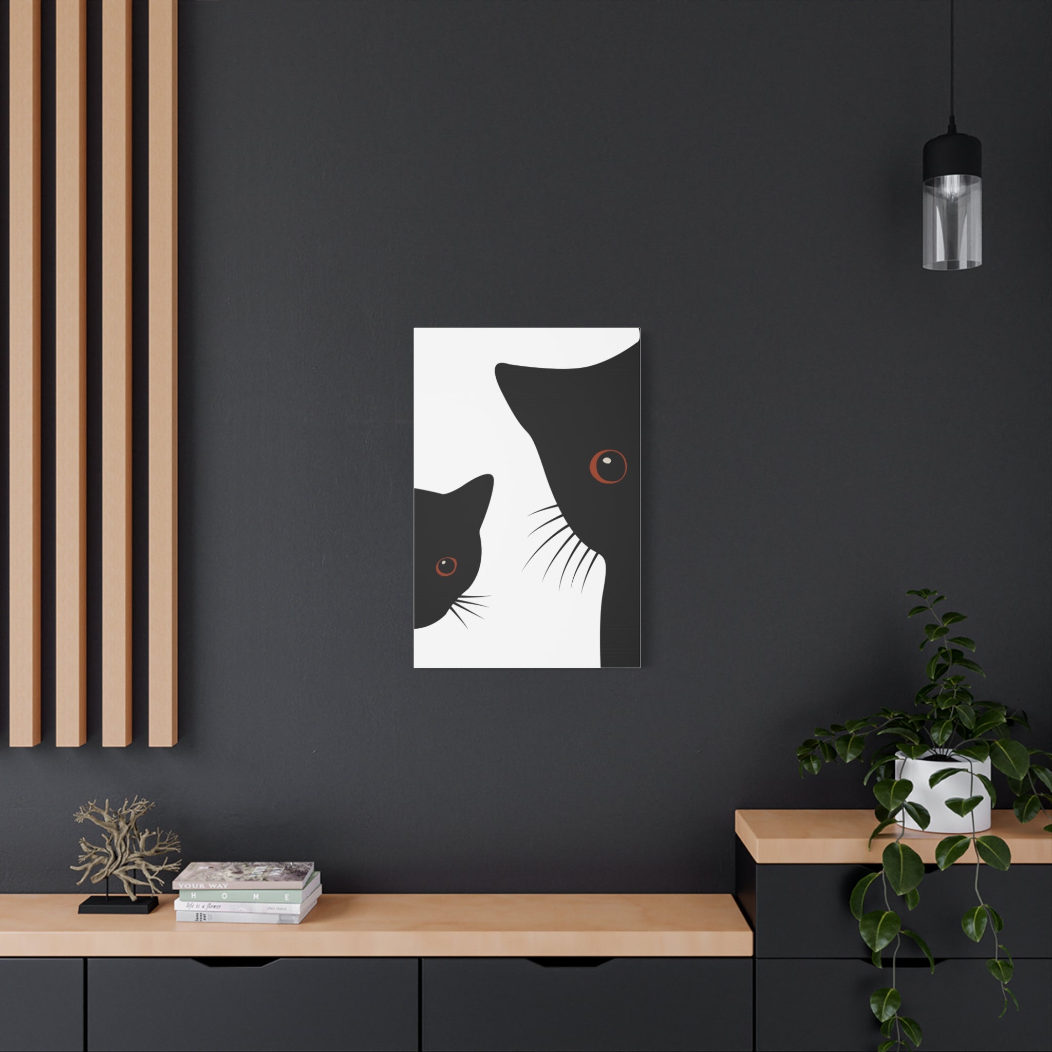 Abstract Boho Black Cats Canvas