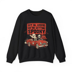 Funny Get In Losers We're Getting Spooky Retro Halloween Crewneck Sweatshirt