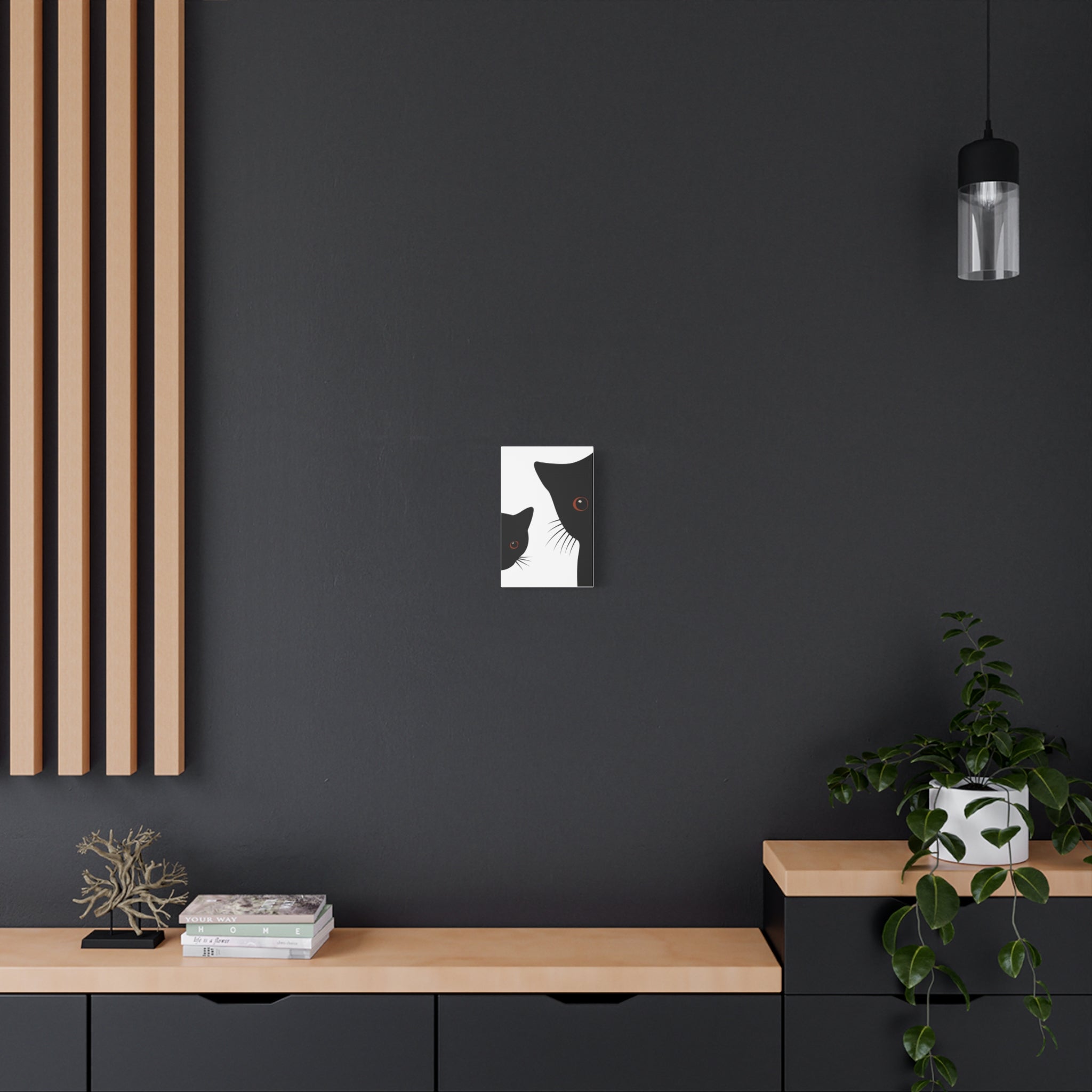 Abstract Boho Black Cats Canvas