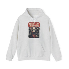 Funny Grim Reaper Yeah Yeah I'm Coming But First Coffee Hoodie