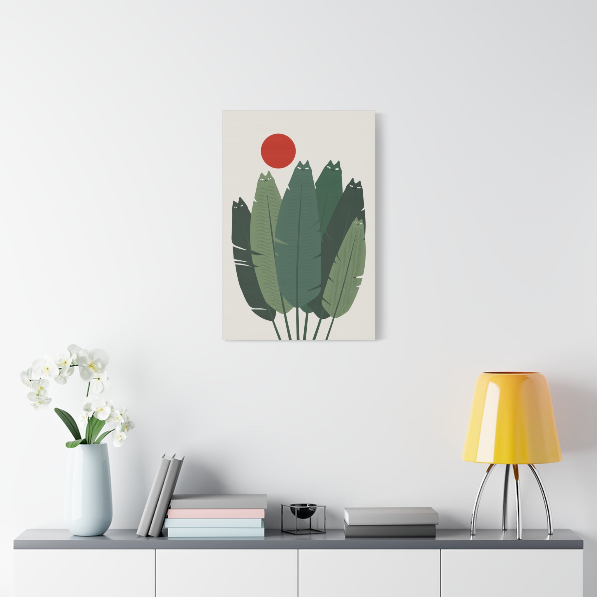 Banana Leaves Cat Canvas