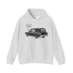 Funny Grim Reaper Hearse Get In Loser Retro Hoodie