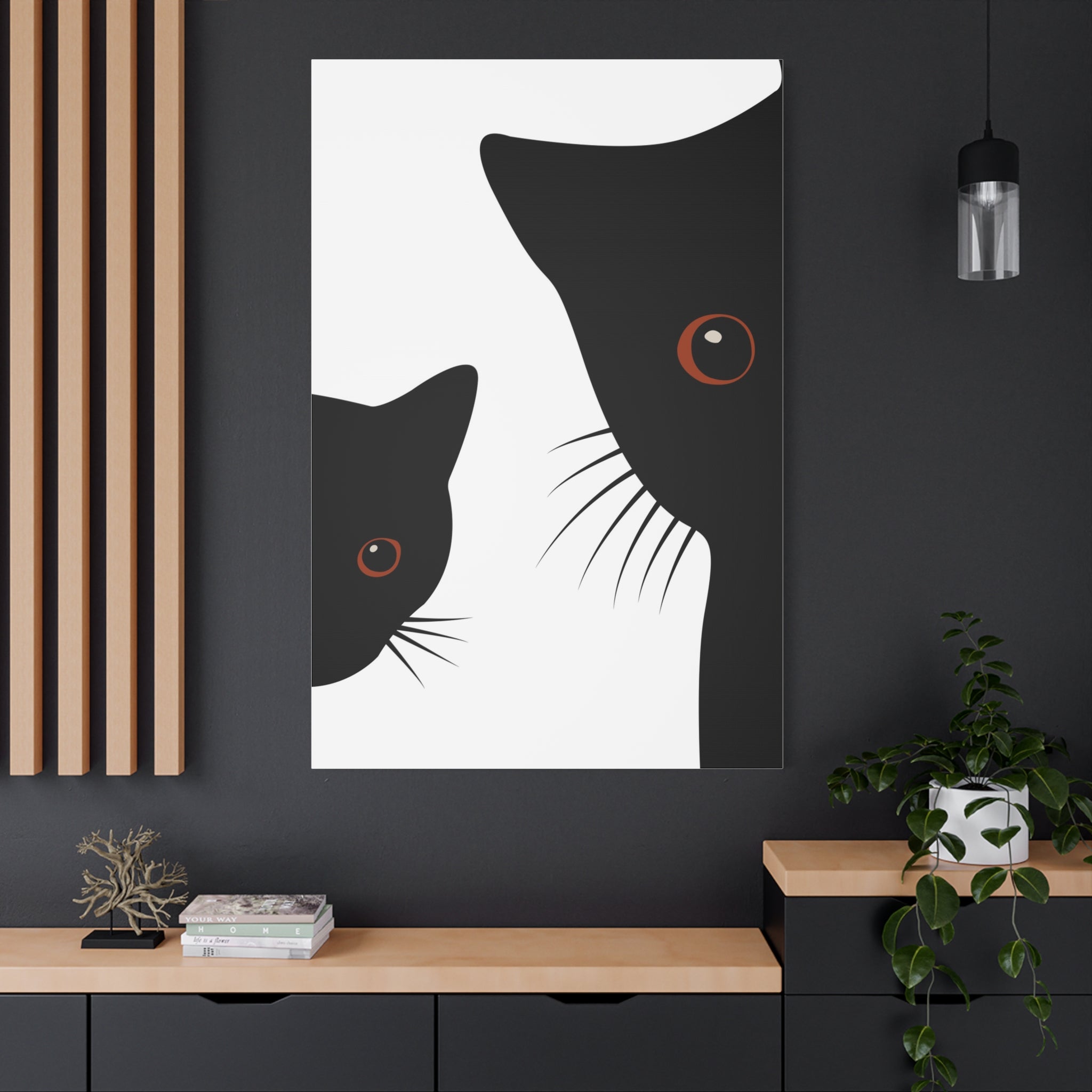 Abstract Boho Black Cats Canvas