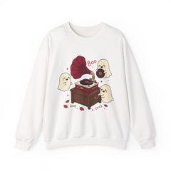 Funny Ghost Record Player Vinyl Gramophone Retro Crewneck Sweatshirt
