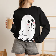 BOOty Cute Kawaii Cheeky Ghost Halloween Vector Art Crewneck Sweatshirt